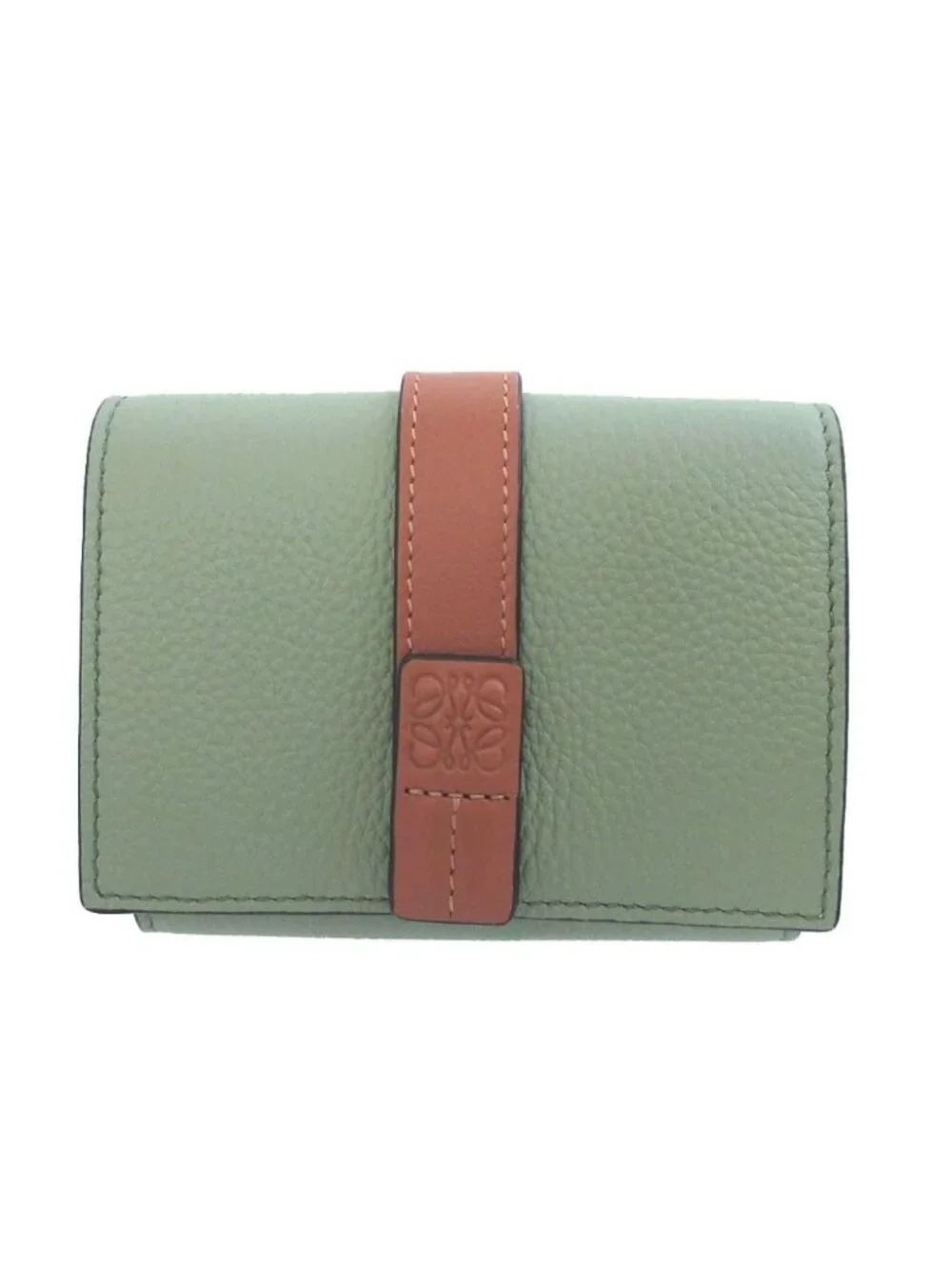 Loewe Anagram Trifold Leather Green Compact Wallet
